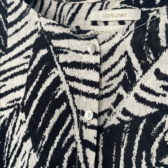 Cynthia Rowley 100% Linen Blouse Palm Leaf Shirt Mother of Pearl Plus Size 1X - Picture 8 of 16